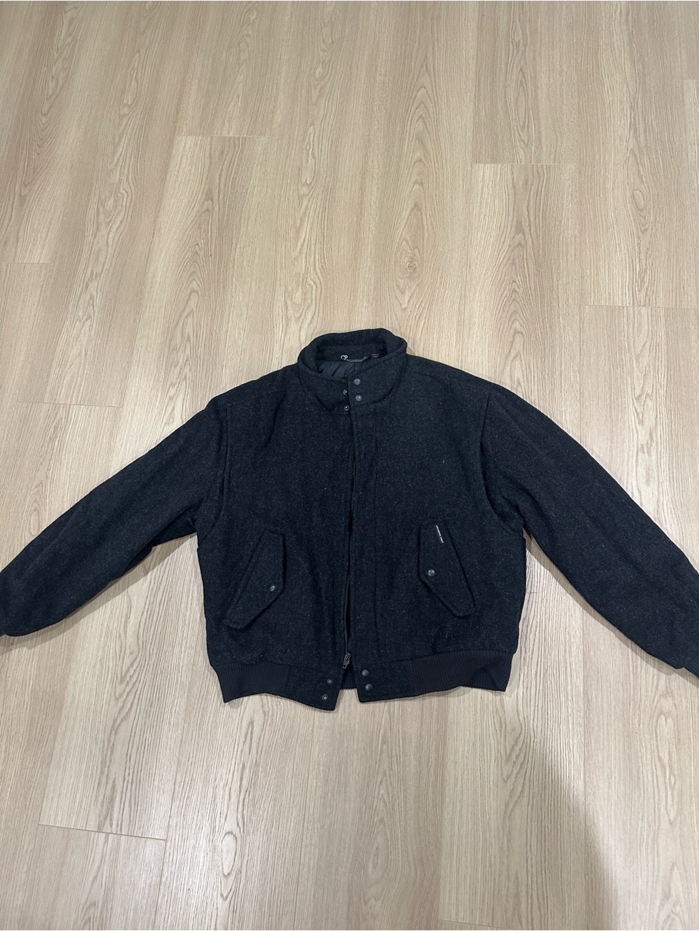 Members Only Black Wool-Blend Bomber Jacket